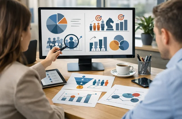 Інфографіка аналізу клієнтів і конкурентів для стратегії лідогенерації у маркетингу