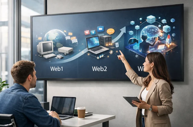Інфографіка еволюції Web1 Web2 і Web3 у цифровому маркетингу
