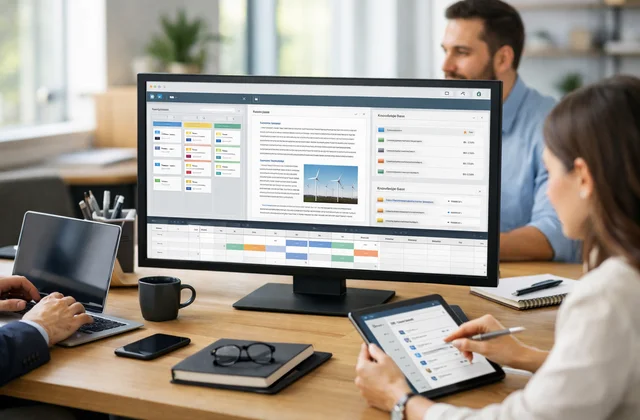 Екран digital workspace команди з задачами документами для управління знаннями