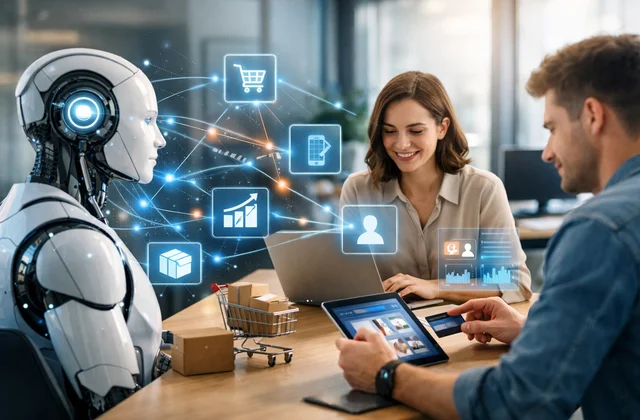 Абстрактна візуалізація роботи штучний інтелект в e-commerce та поведінці клієнтів