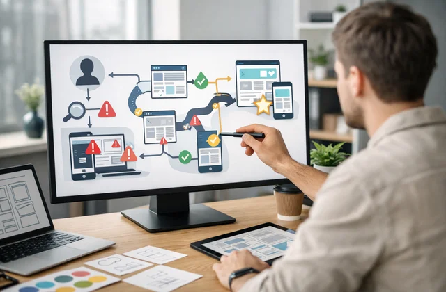 Інфографіка процесу аналізу UX/UI та структури цифрового продукту