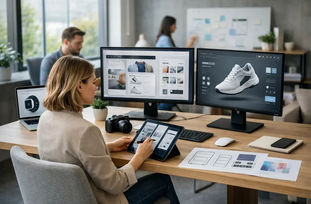 Креативна команда працює над UX/UI дизайном інноваційного ecommerce продукту