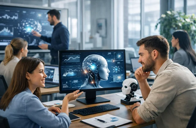 Digital-команда працює з інструментами штучного інтелекту для автоматизації маркетингу