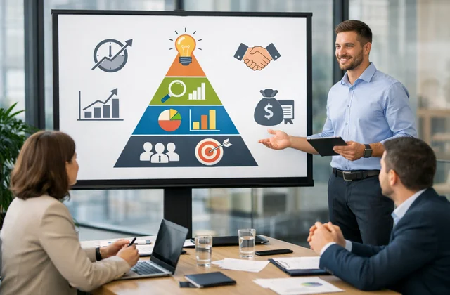 Інфографіка структури ефективної бізнес-презентації для маркетингу та продажів