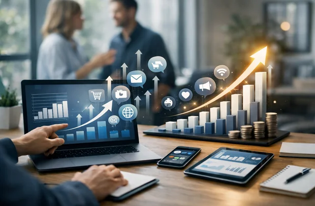 Абстрактне зростання каналів digital маркетинг і розвиток бізнесу онлайн