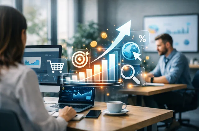Абстрактні стрілки змін і зростання на тлі розвитку digital-маркетингу