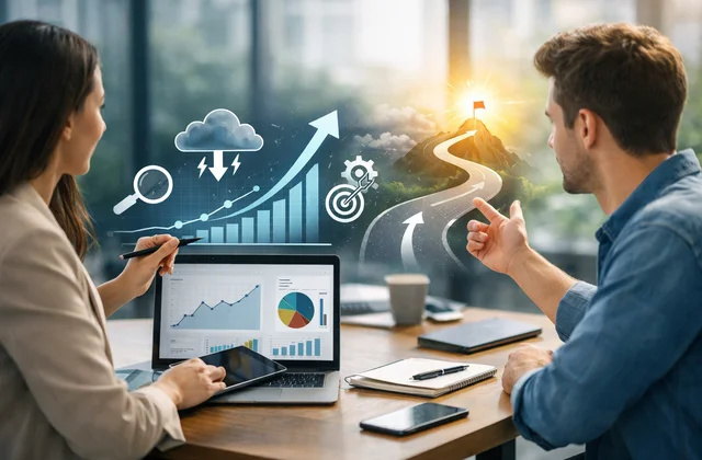 Абстрактні стрілки росту і перешкод як метафора SEO та органічний трафік