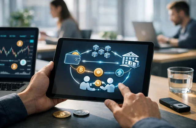 Інфографіка P2P платежів та децентралізованих фінансових потоків у блокчейн мережі