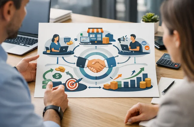 Інфографіка побудови партнерської екосистеми для B2B та партнерський маркетинг бізнес-зростання