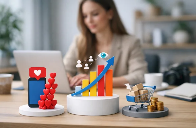 Інфографіка різниці між лайками охопленням і реальними продажами в SMM