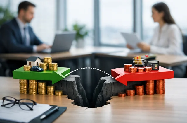 Інфографіка касового розриву між доходами та витратами у бізнесі кешфлоу