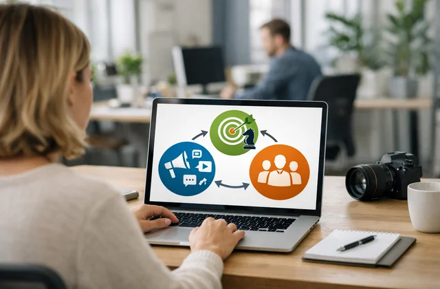 Інфографіка взаємодії контенту аудиторії та стратегії у SMM соціальних мережах