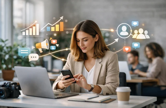 Абстрактна візуалізація розвитку digital стратегії та взаємодії бренду з аудиторією