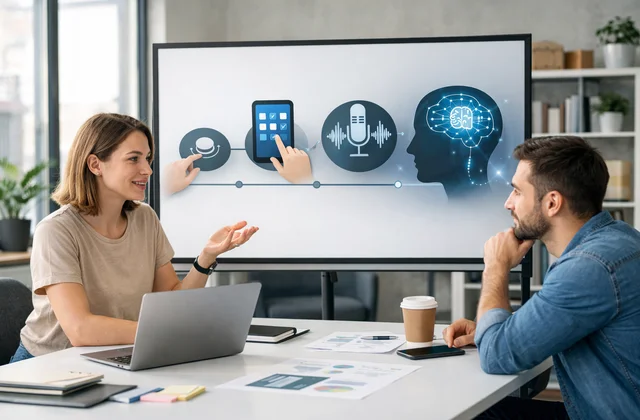 Інфографіка еволюції UX взаємодії від кнопок до штучного інтелекту